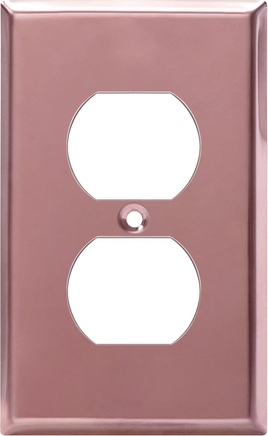 ENERLITES Duplex Receptacle Metal Wall Plate, Stainless Steel Outlet Cover, Corrosion Resistant, Standard Size 1-Gang 4.50" x 2.76", Stainless Steel 201, 7721-PRG, Polished Rose Gold