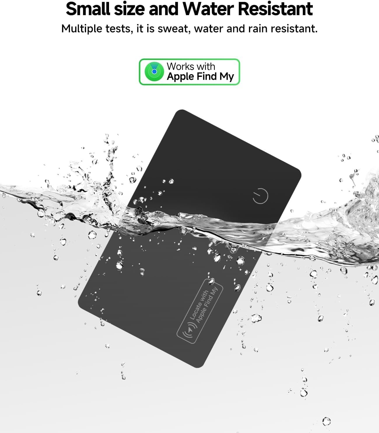 JTD Wallet Tracker Card - 0.07in Ultra-Thin Bluetooth Card Finder, IP68 Waterproof, Works with Apple Find My (iOS Only), Item Locator for Wallet, Passport, Luggage, Backpack