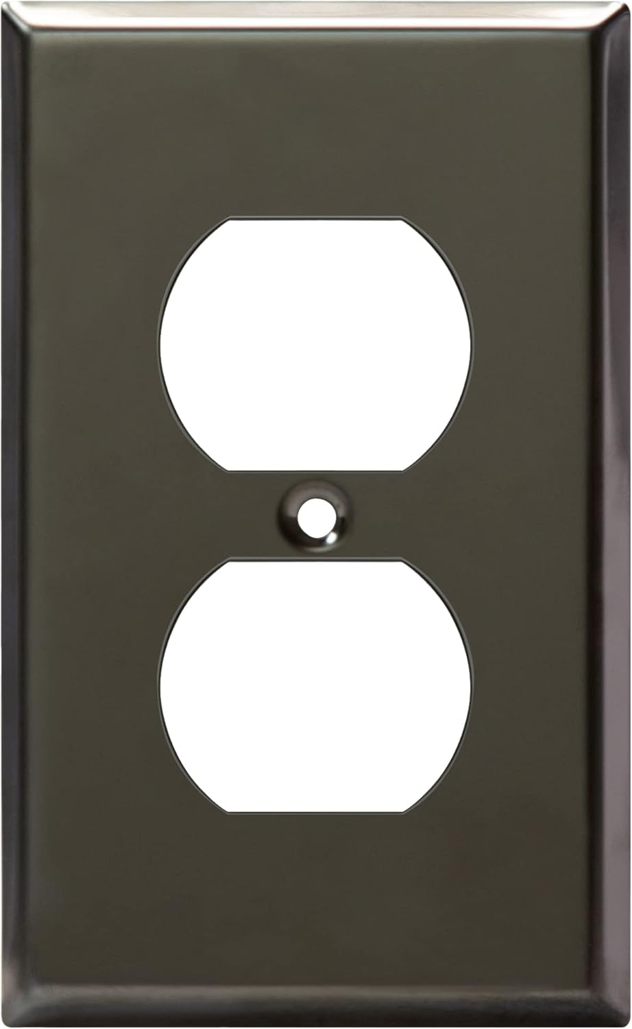 ENERLITES Duplex Receptacle Metal Wall Plate, Stainless Steel Outlet Cover, Corrosion Resistant, Standard Size 1-Gang 4.50" x 2.76", Stainless Steel 201, 7721-PBK, Polished Black