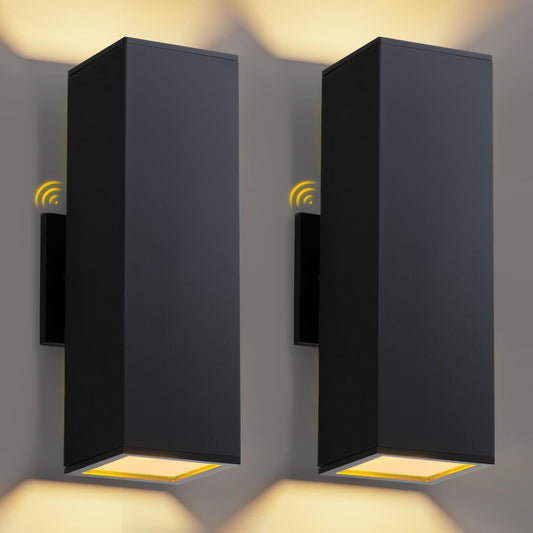 Dusk to Dawn Outdoor Lighting 2 Pack, Modern Outdoor Wall Lights Black Exterior Lighting Fixtures with E26 Base, Waterproof Sconce Outside Lights for House Porch Front Door, Bulbs Included