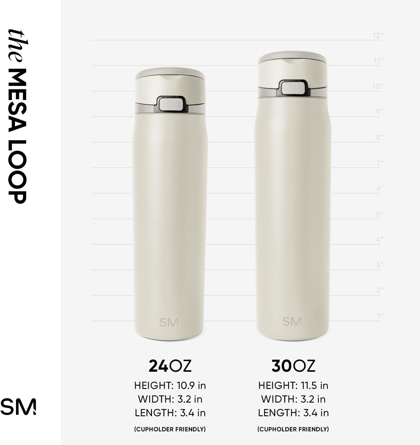 Simple Modern Mesa Loop Water Bottle with Covered Straw and Handle | 24oz Cup Holder Friendly Insulated Stainless Steel Bottles for Travel, Sports and School | Cashew