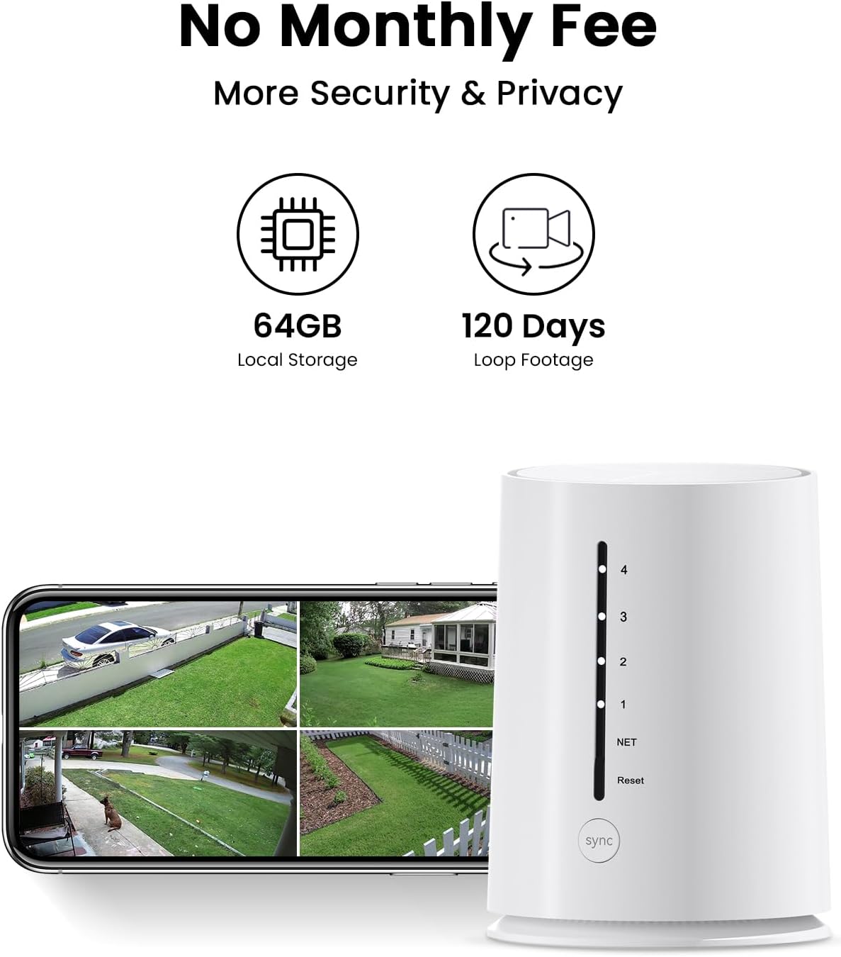 Security Cameras Wireless Outdoor, 4 Cam-Kit, 4MP Solar Security Camera Wireless System with 360° Pan & Tilt, HD Color Night Vision, Motion Detection, 64GB Memory Card, No Monthly Fee