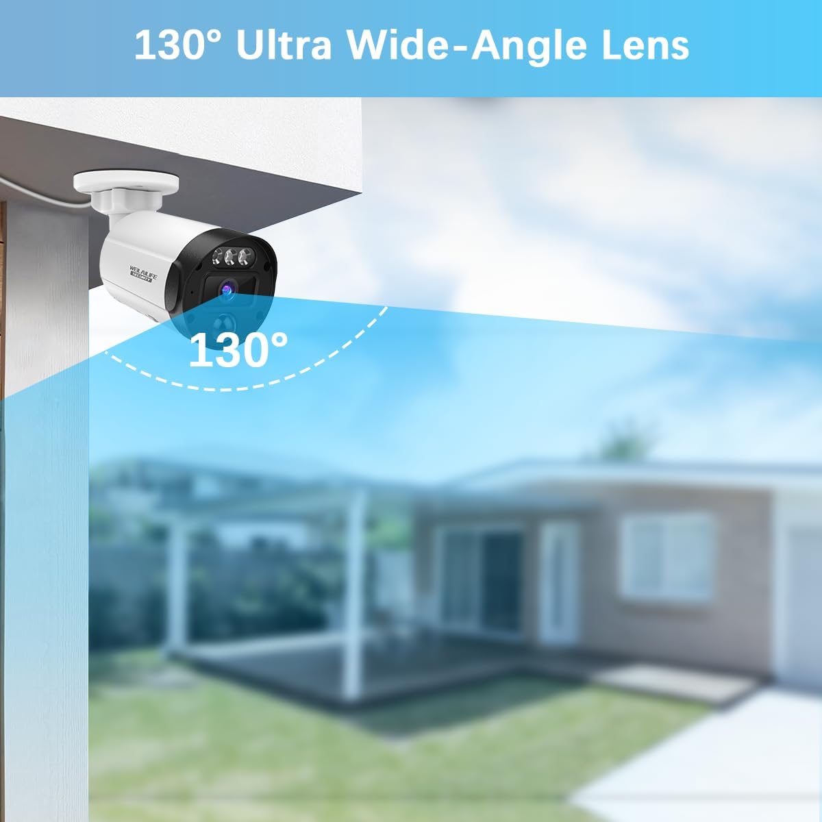 【130° Ultra Wide-Angle & 2-Way Audio】 Outdoor Wired Security Camera System, Home Video Surveillance System, Wired Home Security Camera System