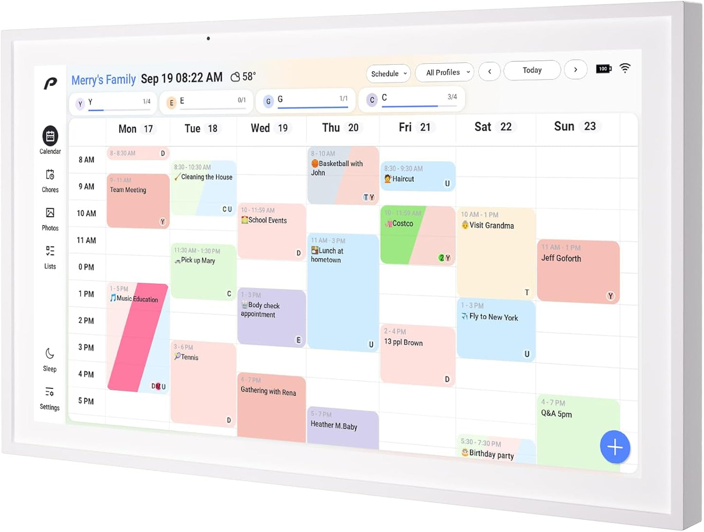 Digital Calendar, 15.6 inch Wall Planner & Chore Chart, Rechargeable Full HD Touchscreen Display, Portable Smart Family Organizer, Event Planner, Perfect for Family Schedules, No Subscription, Christmas Gifts for Dad Mom
