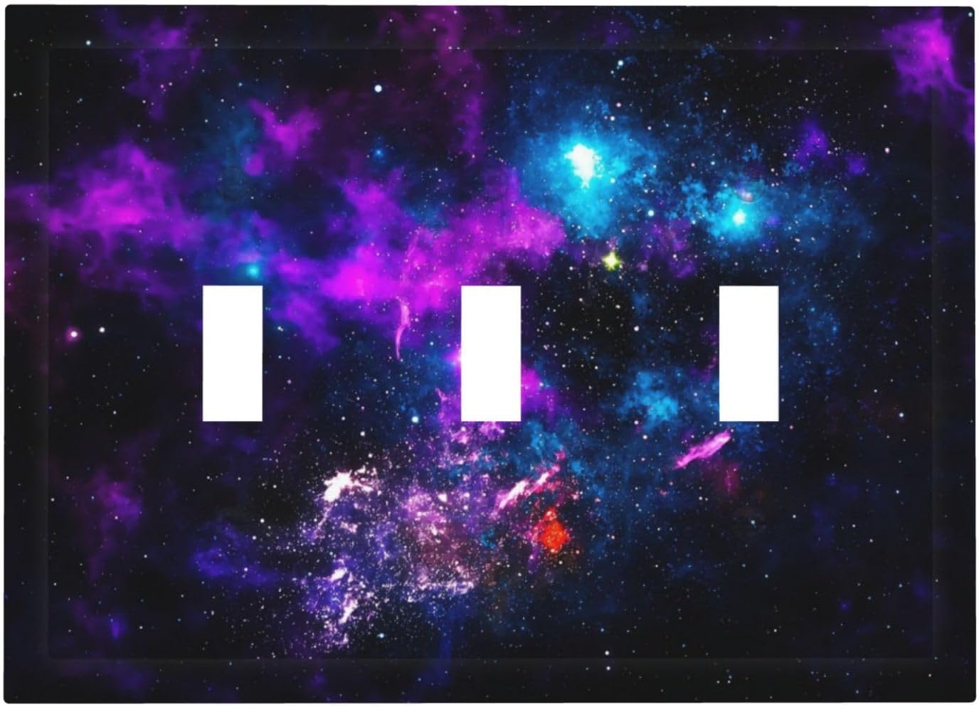 Outer Space Colorful Starry Sky Galaxy Planet Decorative Switch Plates 3 Gang Wall Plate Triple Toggle Light Switch Cover Faceplate Electrical Wall Panels for Bed Room Living Room Decor