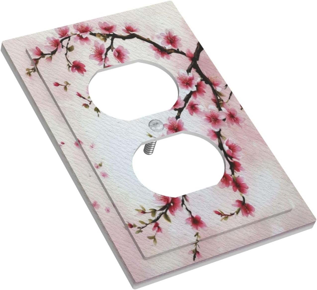 Branch with Pink Flowers Light Switch Cover 1 Gang Outlet Plate Single Duplex Wall Plate Covers Decorative Switchplate Covers Electrical Faceplate for Home Decor