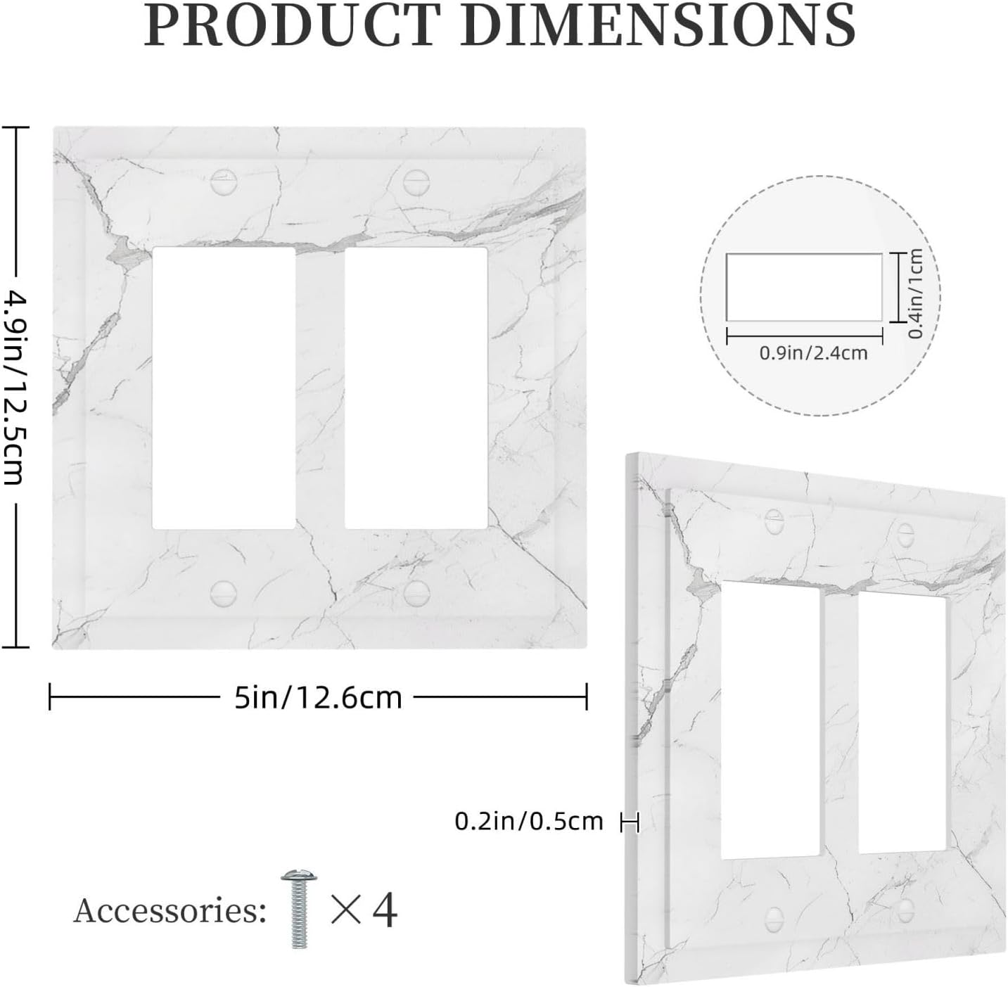 Decorative Outlet Covers White Grey Abstract Modern Marble 2 Gang Double GFCI Rocker Electrical Wall Panels Light Switch Cover Plate for Bathroom Kitchen Decor