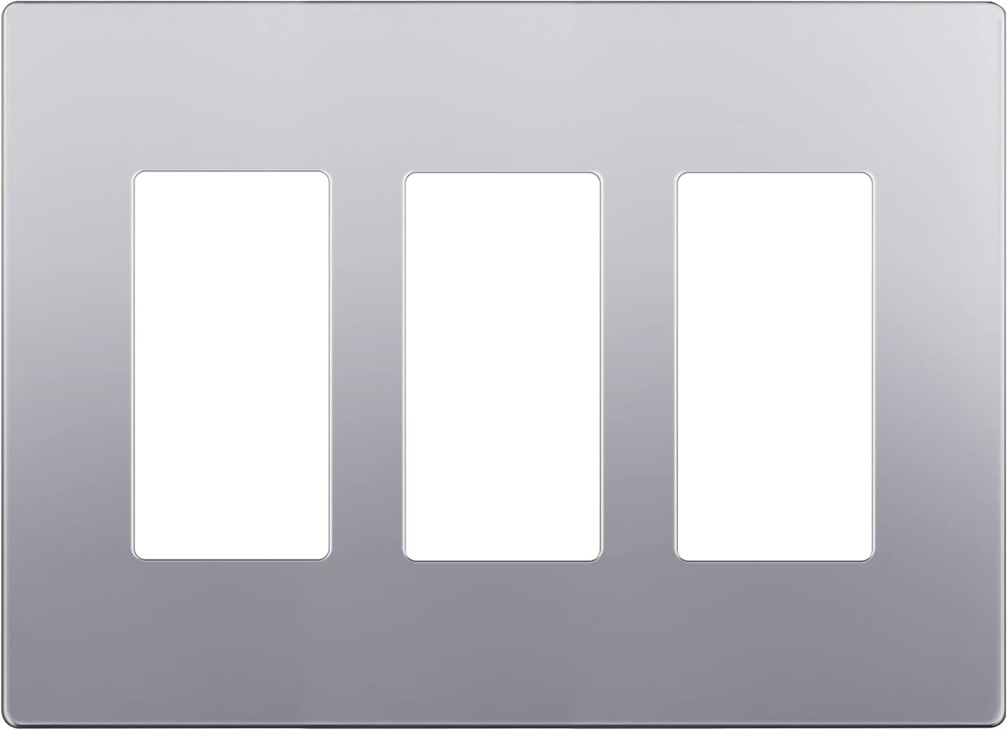 LIDER Matte Finish Decorator Switch Cover, Screwless Wall Plate, Mid-Size 3-Gang 4.88" x 6.77", Unbreakable Polycarbonate Thermoplastic, UL Listed, LSWP-33M-SV, Silver