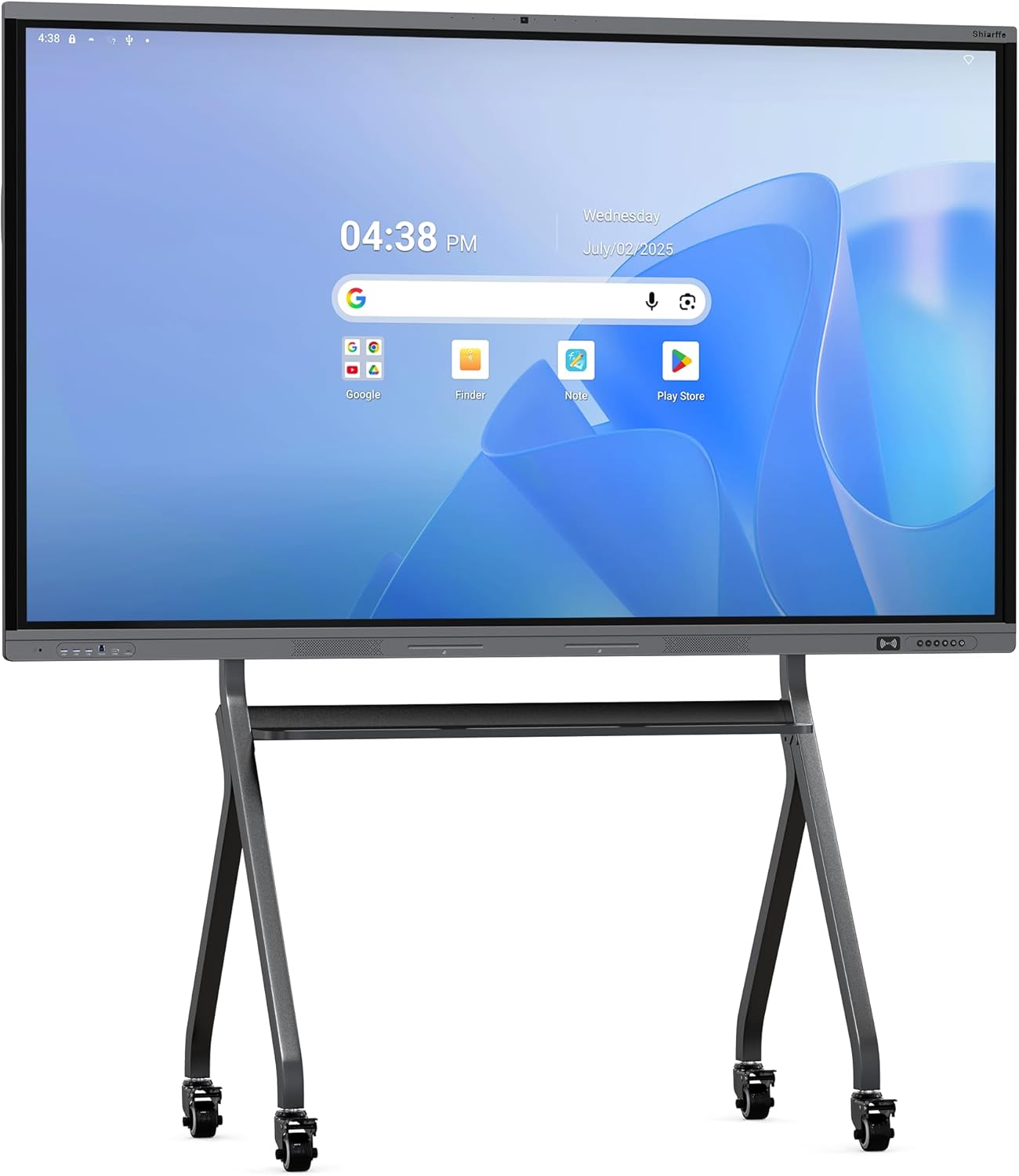Shiarffe X5 Smart Board with Stand 4K Interactive Whiteboard EDLA-Certified All-in-One Touchscreen Digital Display Built-in 48MP Camera Mics and Speaker for Classrom Hybrid Work