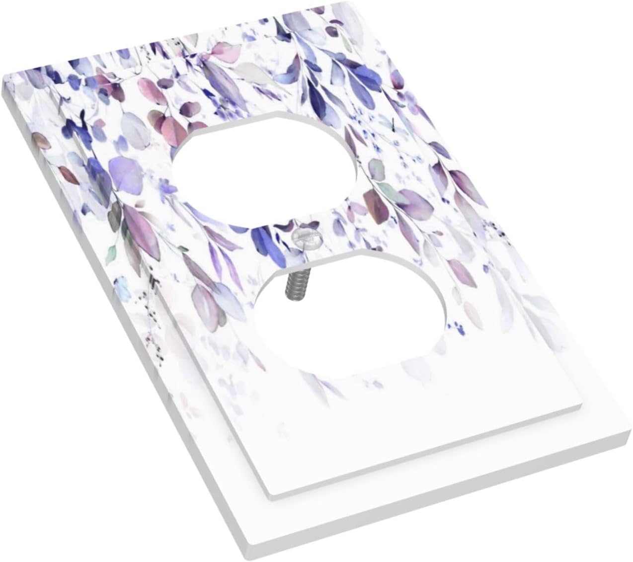 Purple Eucalyptus Watercolor Floral Rustic Leaf Outlet Covers 1 Gang Duplex Light Switch Cover Decorative Switch Plates Electrical Receptacle Faceplate Wall Plate for Farmhouse Home Decor