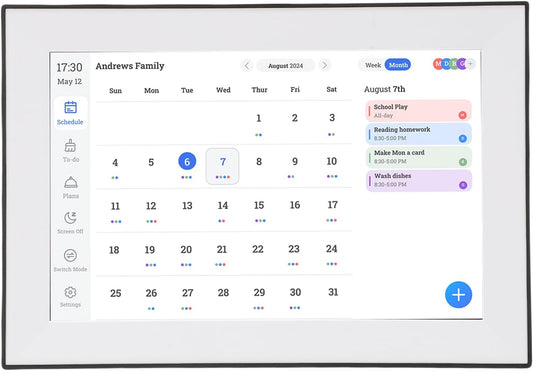 ASHATA 10.1 Inch Smart Digital Calendar, Touchscreen Family Planner with Chore Chart Meal Planner Auto Sync for Outlook, for iCloud, for Home Office Wall Mountable (US)