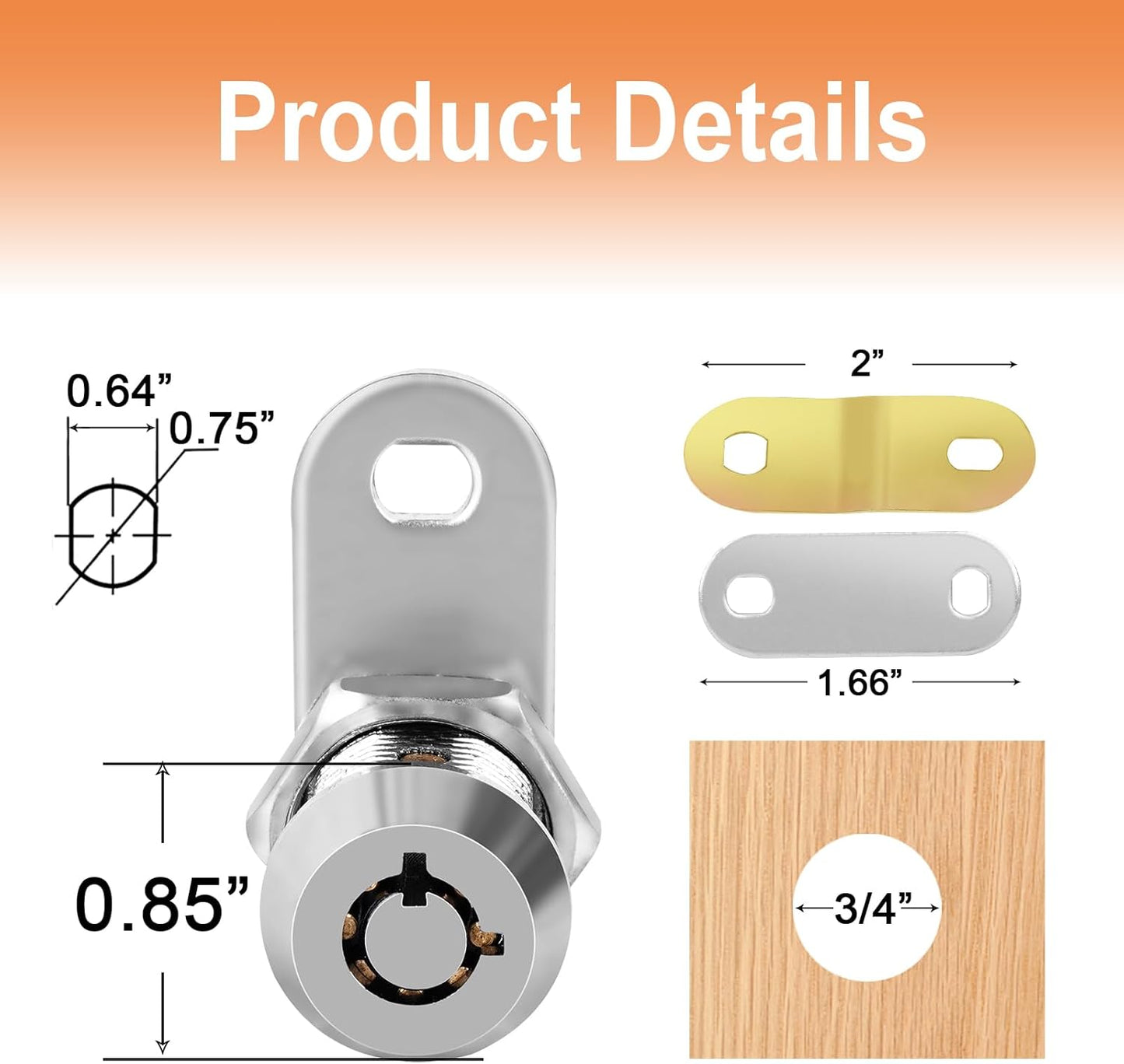 Cam Lock RV Locks for Storage Door 1inch RV Compartment 4PCS Keyed Alike,Trailer Replacement Set with Keys, Chrome Finish (4, 1 Inch)