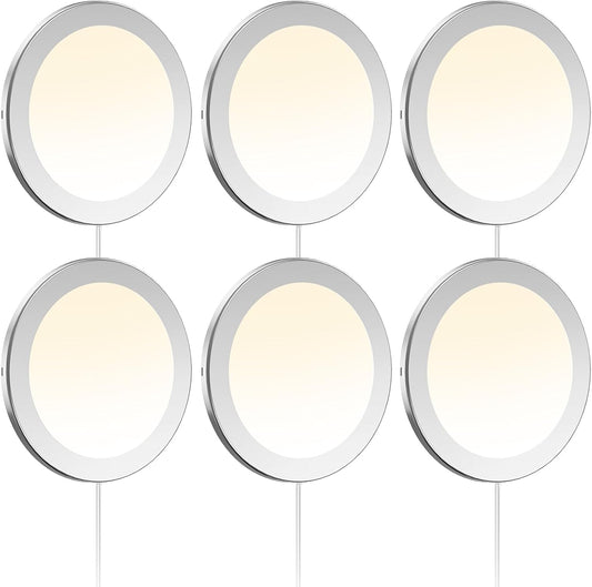 VST Under Cabinet Mini Panel Lighting 3.94inch 12V 2.5W(Total 15W) with Wireless Dimmer Switch, Surface Mount Puck Light for Kitchen Van Truck Car Galley Downlight 6Pack(Round 2700K-6500K)
