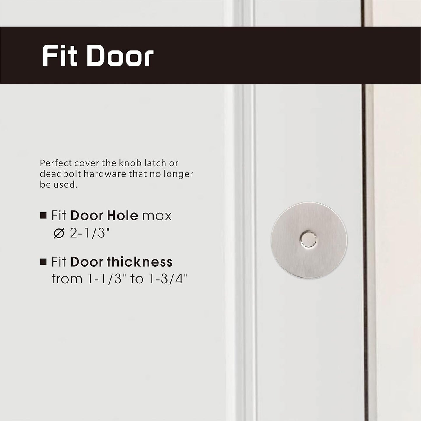 Door Hole Cover Plate, 2-5/8" Diameter Solid Steel, Hole Filler Plate (2, Satin Nickel)