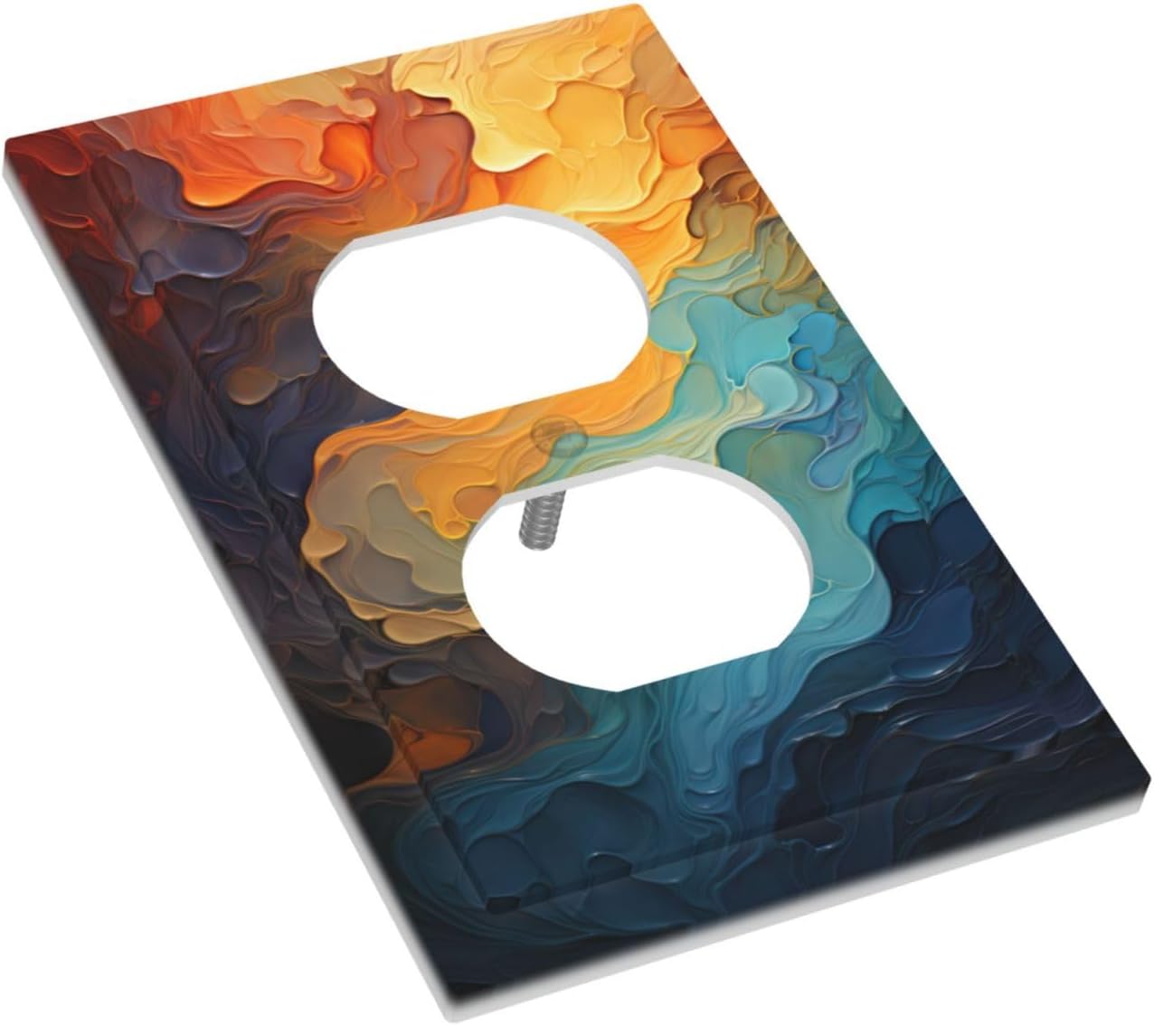Abstract Colorful Modern Luxury Rainbow 1 Gang Duplex Receptacle Switch Wall Plate Decorative Switchplate Outlet Covers Electrical Plug Cover Faceplate for Bathroom Home Decor 5 X 3 IN