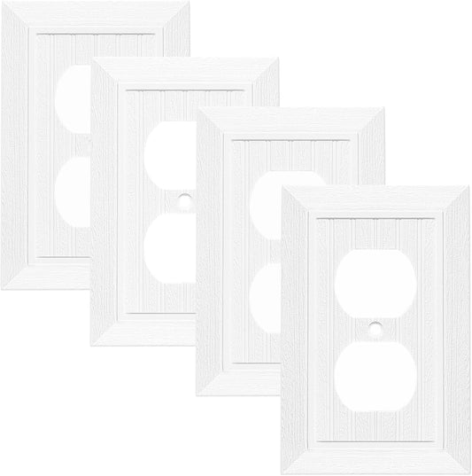 Modern Decorative Wall Plate Retro Wood Grain design Switch Cover Outlet Cover for Light Switch, Smart Switch, Dimmer, GFCI, USB Outlet (4 Pack, Single Duplex)