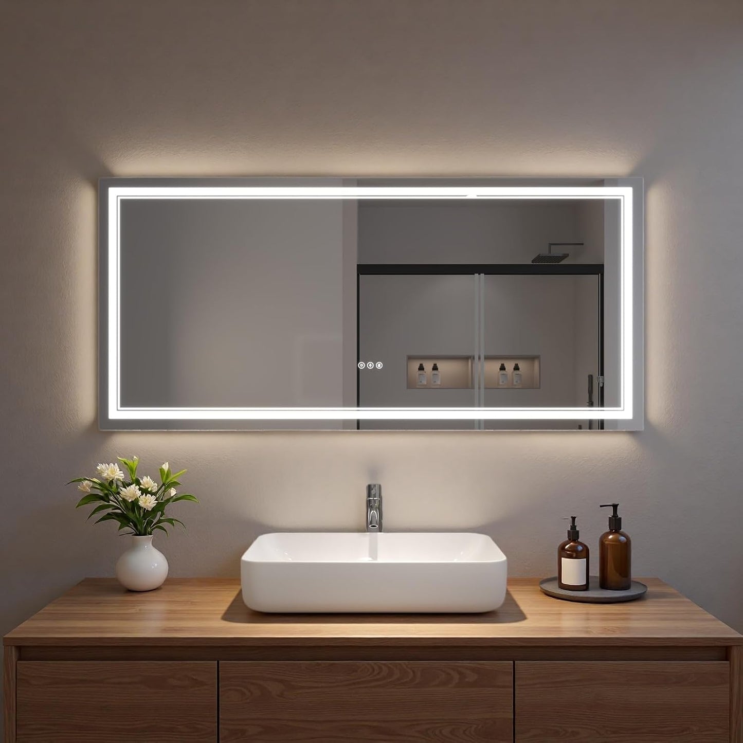 LED Bathroom Mirror with Lights, Wall Mirrors