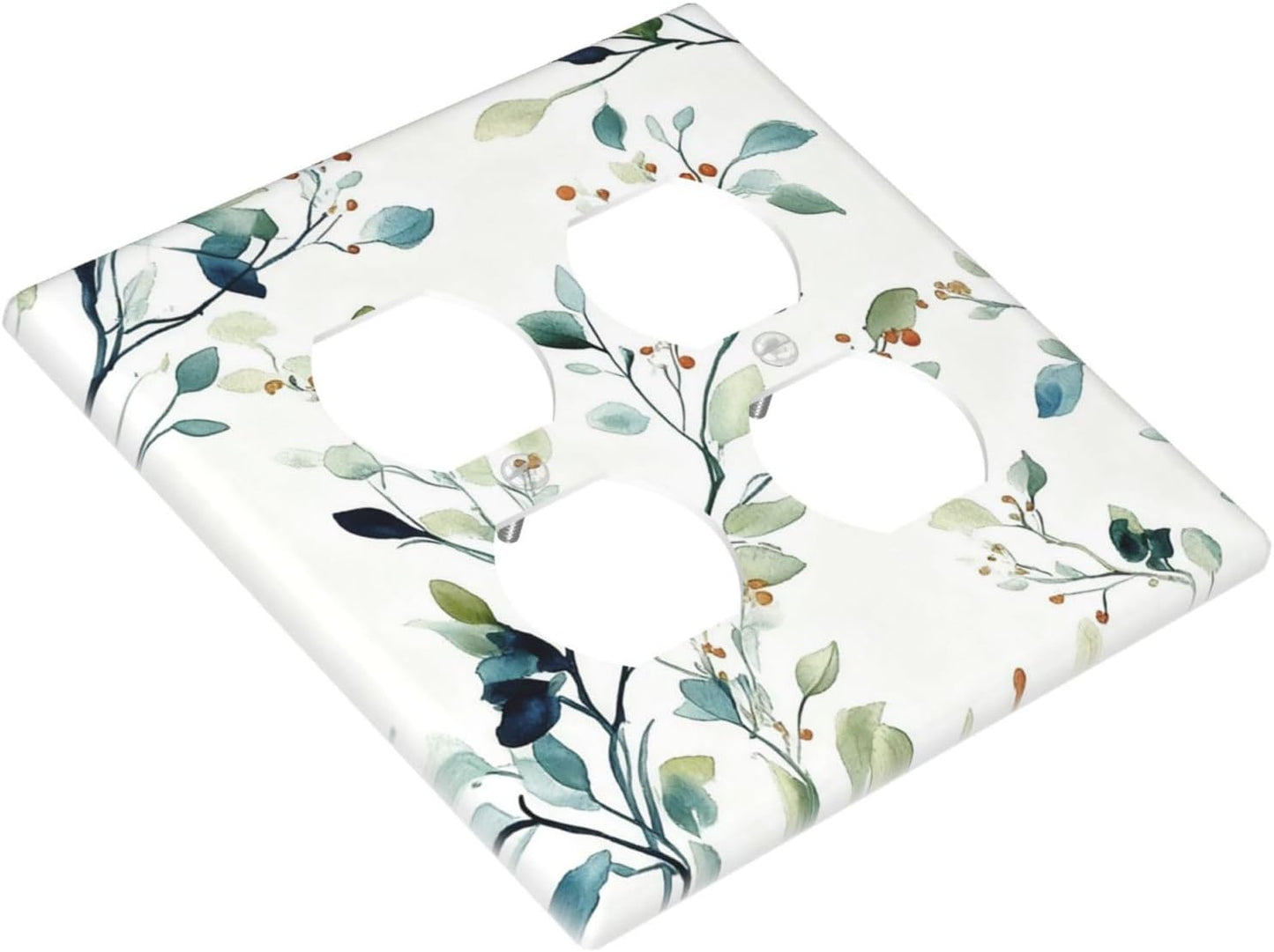 Decorative Outlet Covers Rustic Eucalyptus Leaf Geen Sage Leaves 2 Gang Light Switch Cover Plate Double Duplex Wall Plates for Electrical Outlets Switch Plate Covers for Bedroom Home Decor