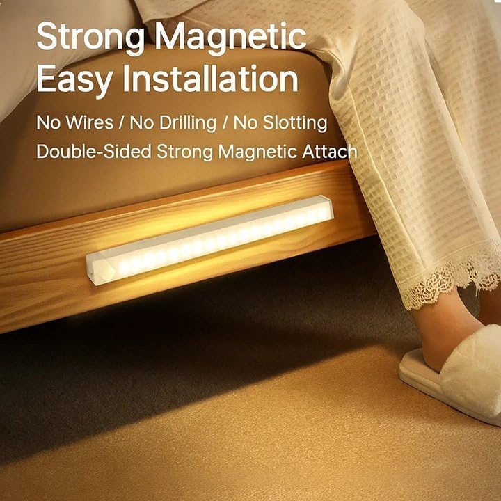 Punch-Free Smart Sensor Magnetic Rechargeable Led Lights, Sensor Magnetic Rechargeable Led Lights, Under Cabinet Lights, for Stairs,Wardrobe,Cabinet (Warm Light, 50cm/19.6in)