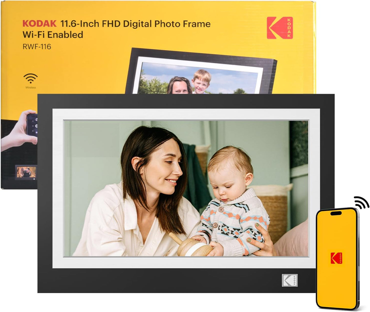 KODAK WiFi Digital Picture Frame, 11.6 Inch 1366 * 768HD IPS Touchscreen Digital Photo Frame with 32GB Storage, Easy Setup to Share Photos or Videos, The Best Gift for Family and Friends