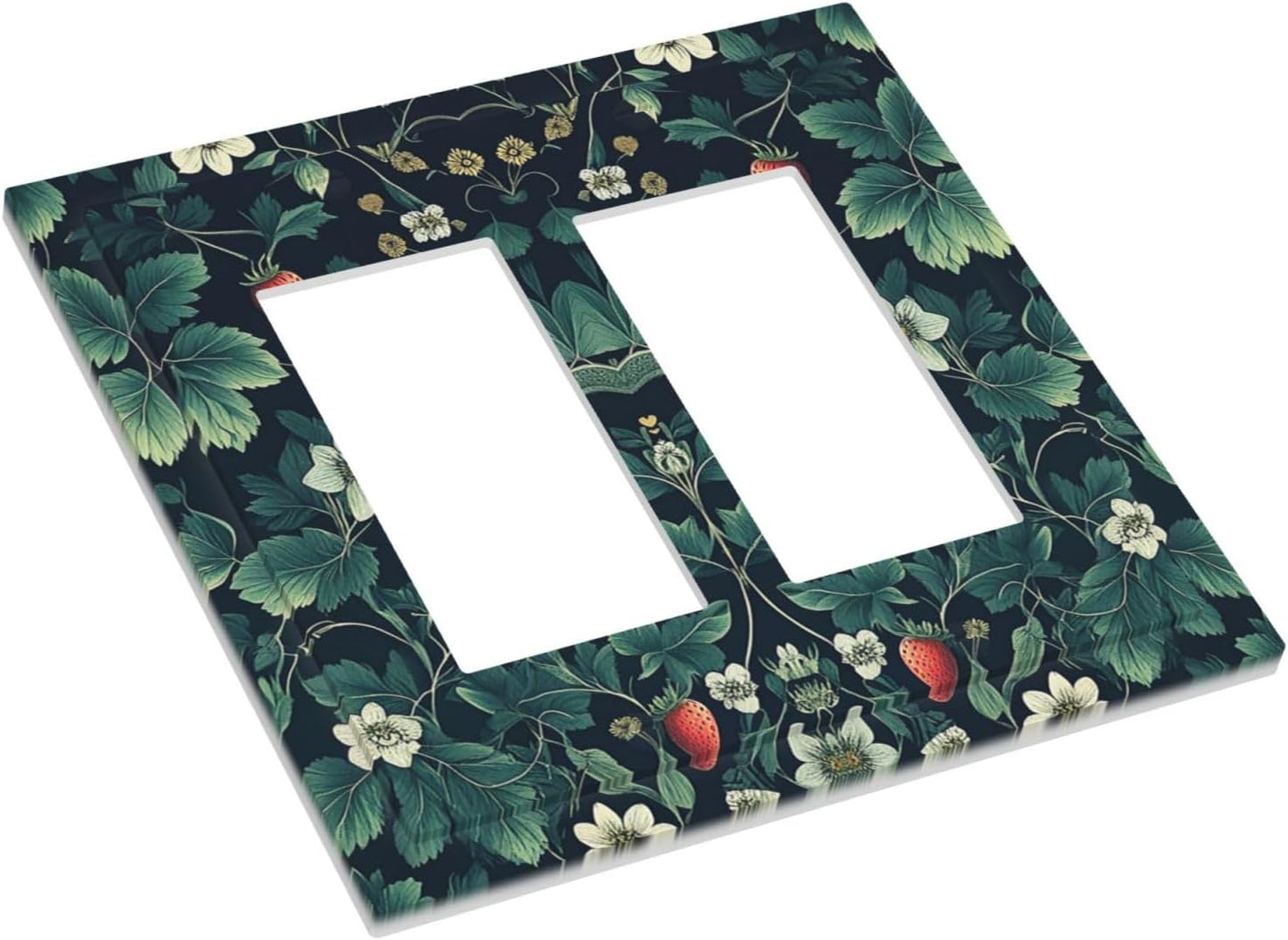 Decorative Outlet Covers Strawberry Birds Flowers Plant Morris Floral 2 Gang Double GFCI Rocker Electrical Wall Panels Light Switch Cover Plate for Bedroom Farmhouse Decor