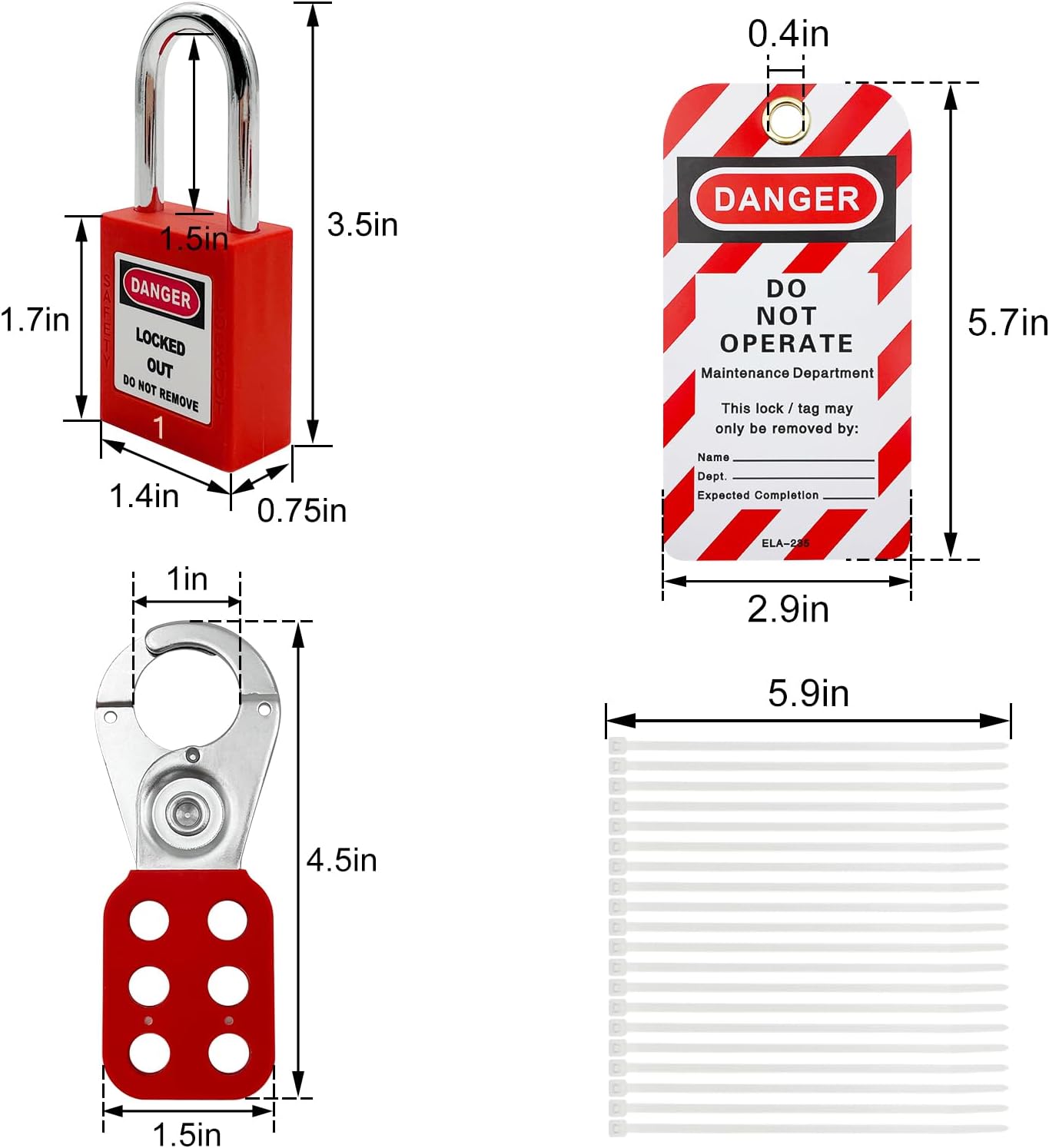 JOJOMARK Lockout Tagout Station Metal Kit with Lock Out Tag Out Loto 2 Hasps, 20 Tags, 20 Nylon Cable, 5 Locks with Number 1-5 (Orange Board kit)