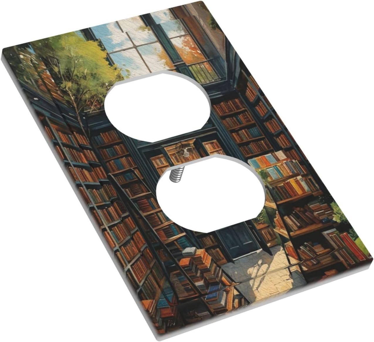 Library With A Lot Of Books Light Switch Cover 1 Gang Outlet Plate Single Duplex Wall Plate Covers Decorative Switchplate Covers Electrical Faceplate for Home Decor