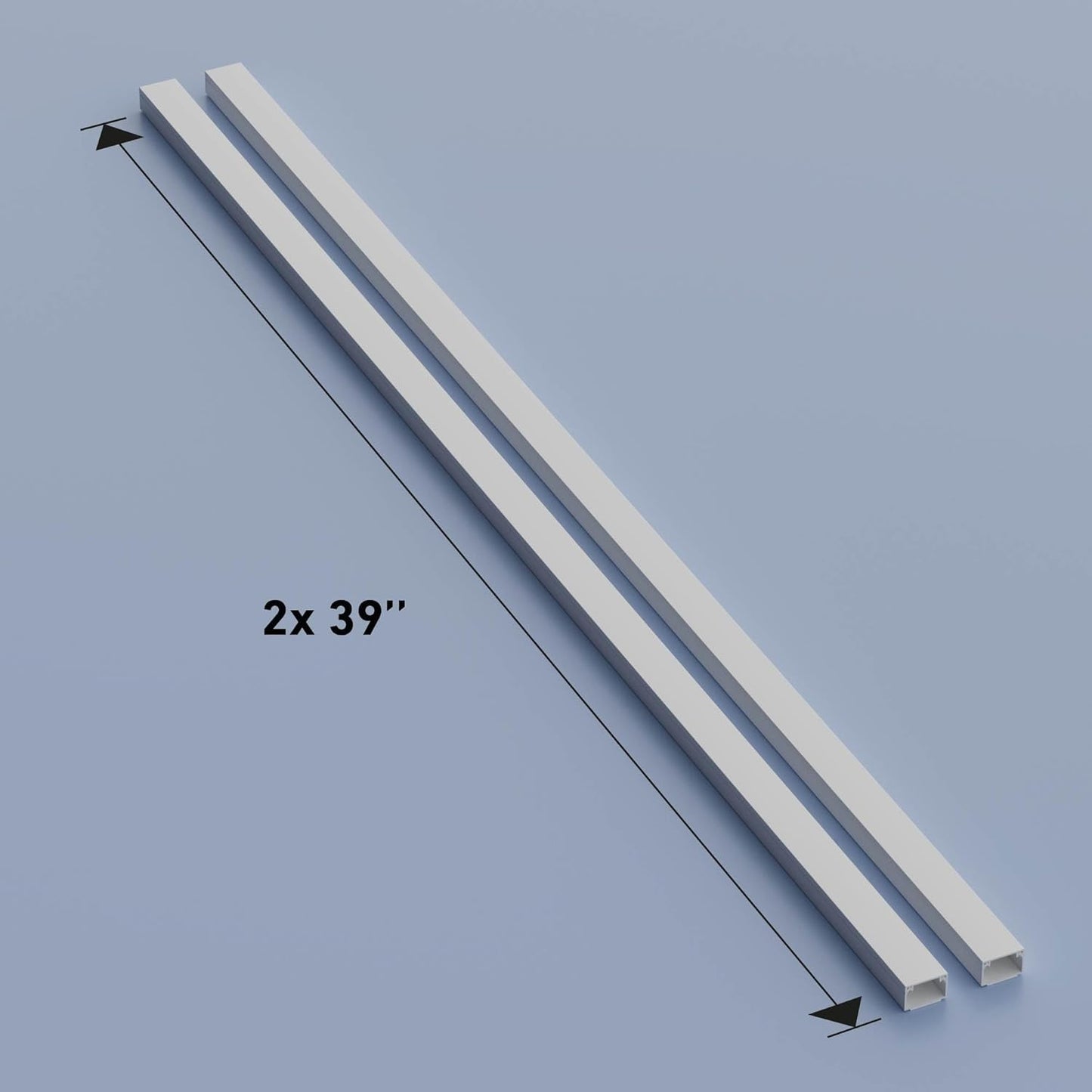 D-Line 6.56ft Cable Raceway, Self Adhesive Cord Cover, Hide Surface Wires, Paintable - 2X 1in (W) x 0.63in (H) x 39in Lengths - White