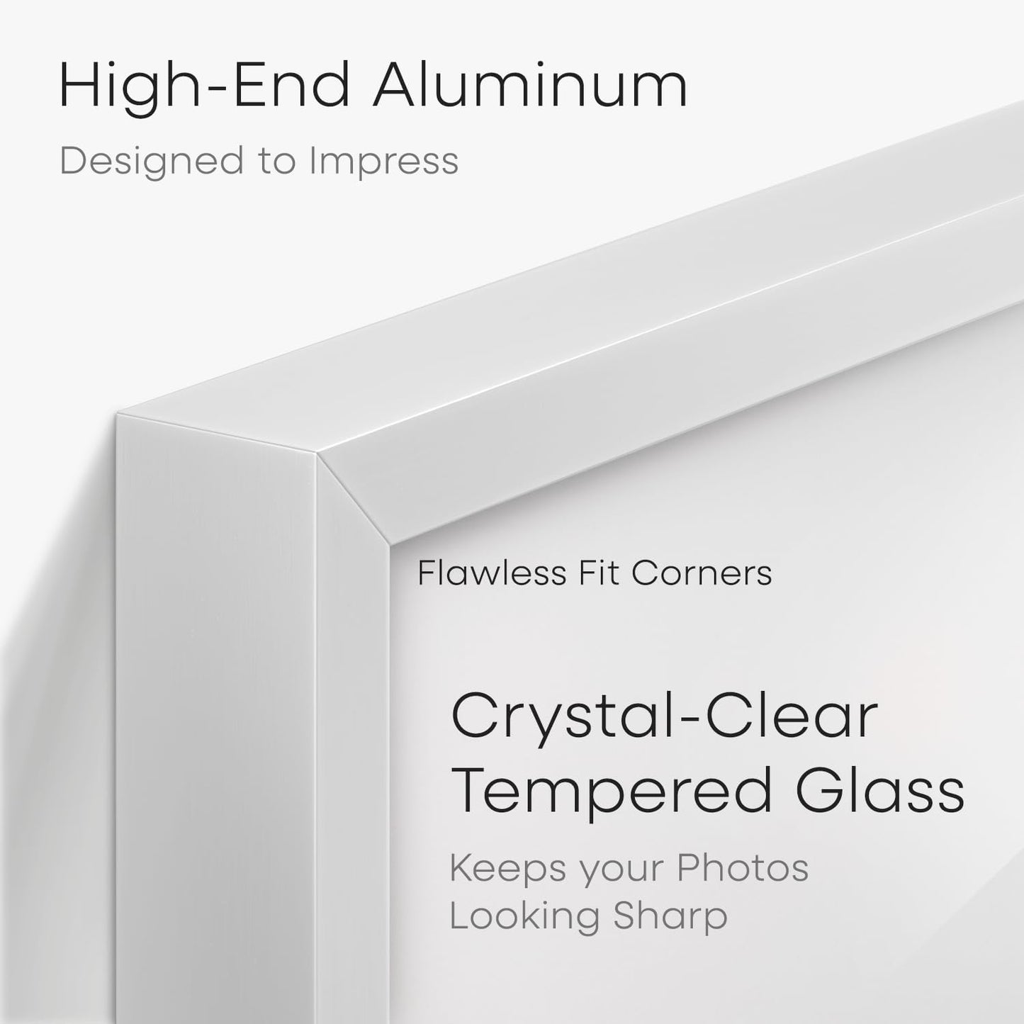 Homeforia 14x14 Picture Frame White, High End Metal 14 x 14 Square Poster Frames with Mat 12 x 12 Photo, 14x14 White Frame Matted to 12x12 Print, 14by14 Thin Frames, Tempered Glass, Wall Kit, Set of 1