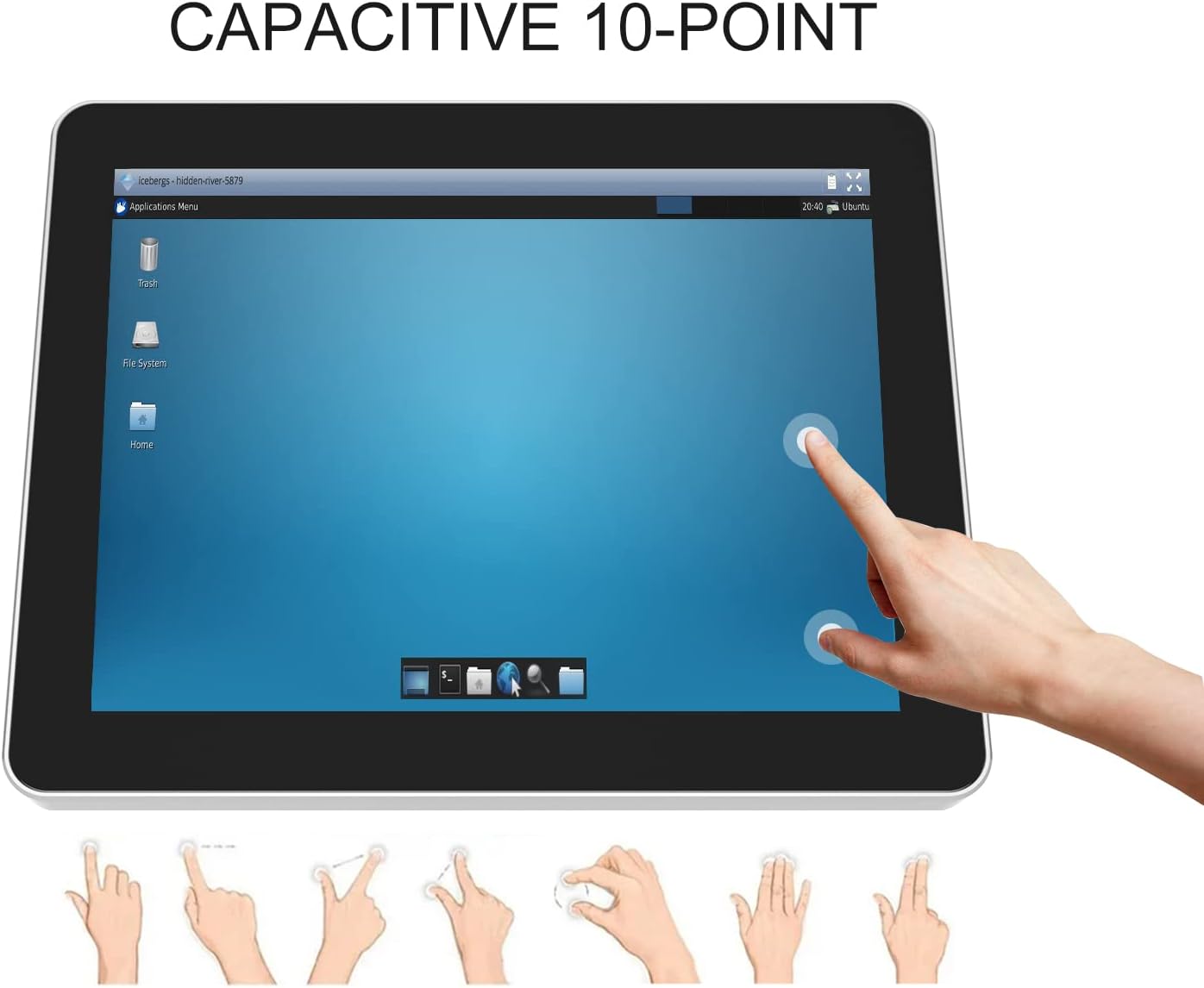 GreenTouch 12.1 Inch PCAP Multi-Touch Touchscreen Monitor - HDMI/VGA/DVI Port Built-in for Kisok - 1024 * 768 Resolution