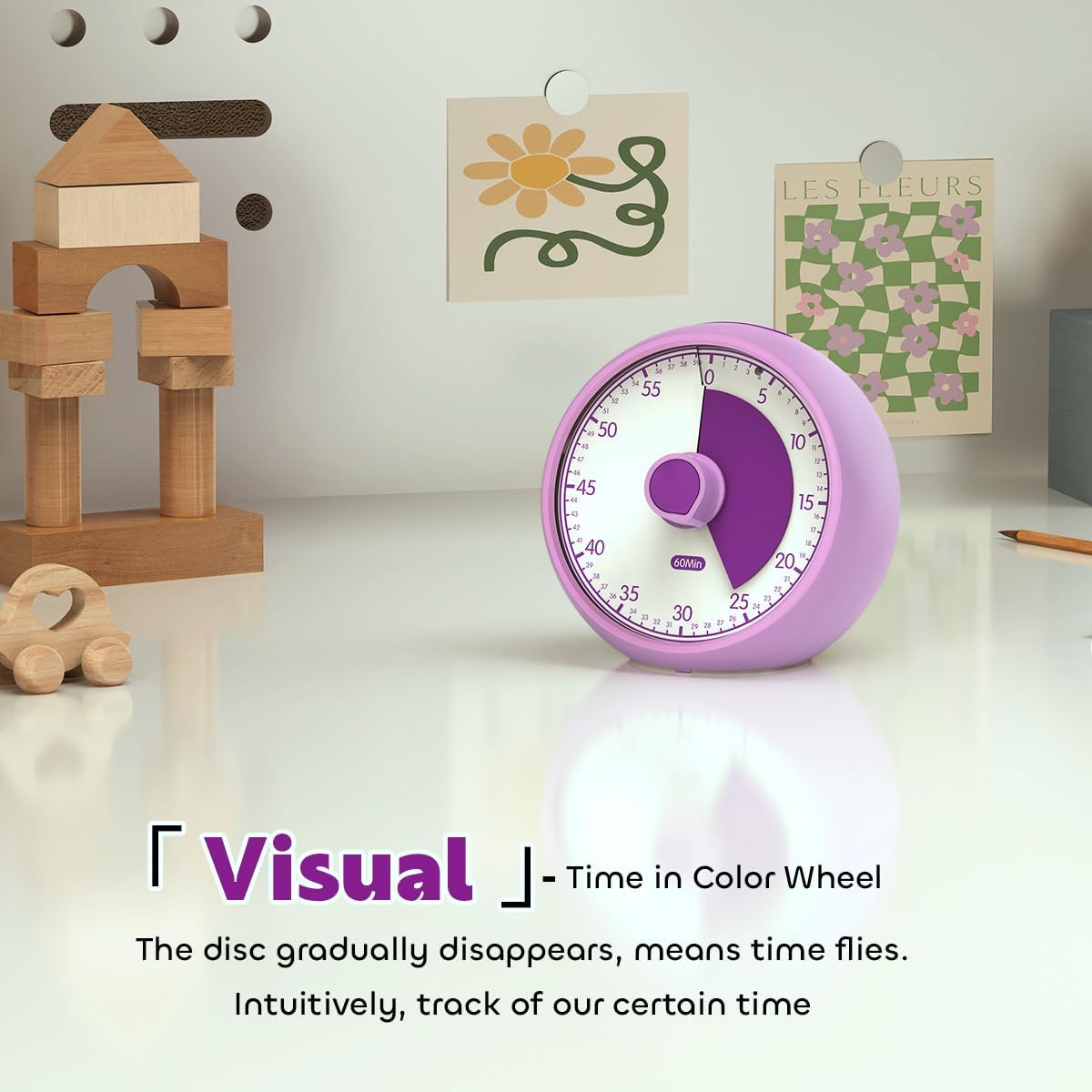 Visual Timer for Kids 60-Minute - Silent Analog Countdown Time Timer with Optional Alarm, Focus Tool for ADHD & Autism, Time Management for Homework, Chores, Office, Kitchen, Teaching & Study Routines
