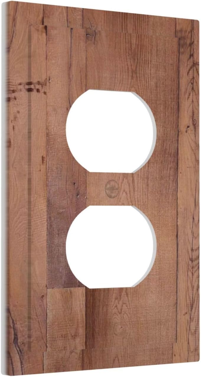 Rustic Brown Dark Wood Texture Printing Outlet Covers 1 Gang Duplex Light Switch Cover Decorative Switch Plates Electrical Receptacle Faceplate Wall Plate For Farmhouse Cabin Decor