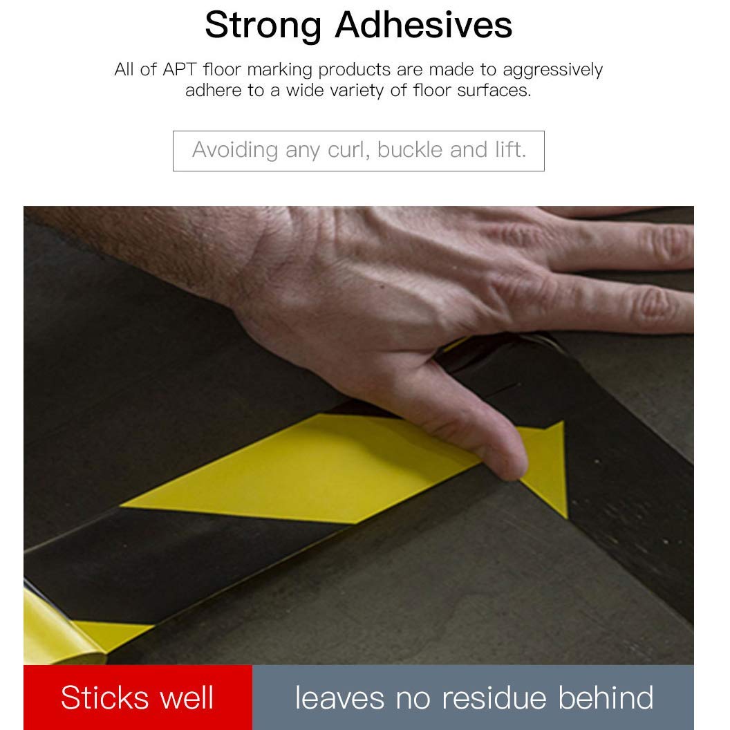 APT Premium Durable Black & Yellow Striped Safety Marking Tape (42 Rolls of 2" x 99Ft) Hazard Caution& Warning, Social Distancing, Warehouse & Gym Floor