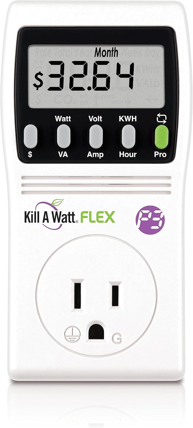 2-Pack P3 International P4456 Kill A Watt Flex Plug-in Electricity Usage + Power Consumption Monitor, Watt Voltage Tester, Electrical Energy Saving Monitor with Auto Cost Calculator