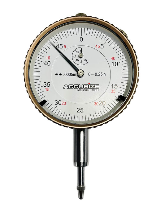 Accusize Industrial Tools Agd2 Style 0-1/4'' by 0.0005'' Dial Indicator with Lug Back, P900-S098