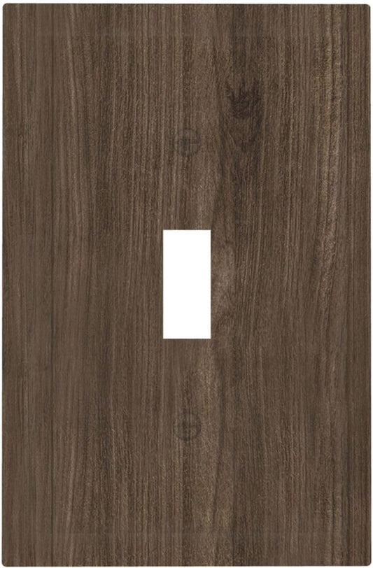 Decorative Light Switch Cover Plate Rustic Walnut Wood Grain 1 Gang Single Toggle Wall Plate Electrical Outlet Covers Decorate Switch Plate Cover for Farmhouse Cabin Decor