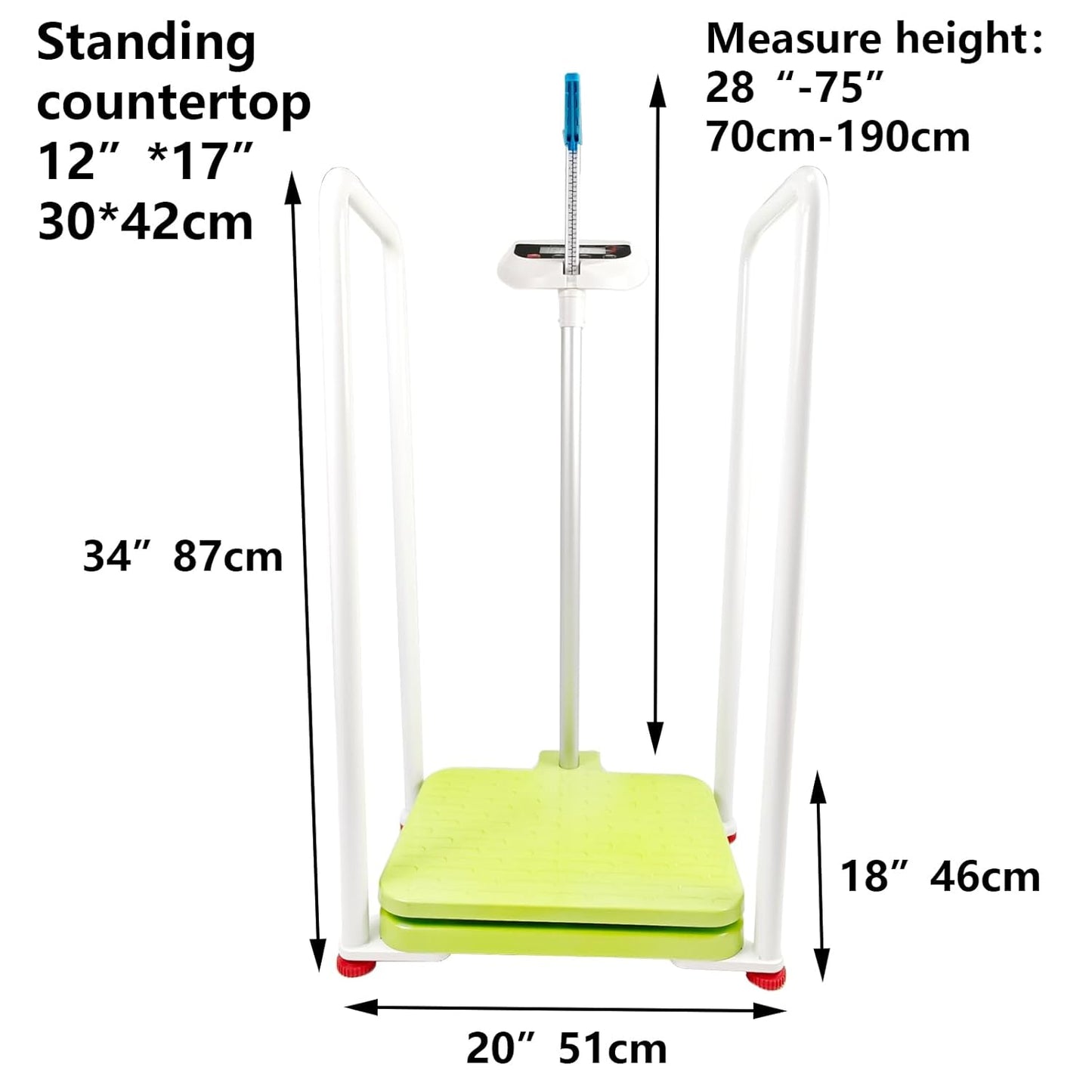 Assist The Elderly in Measuring Weight gain While Standing, with an Electronic Scale with armrests, Suitable for use in clinics, Hospitals, Schools, Nursing Homes (Tender Sprout Green)
