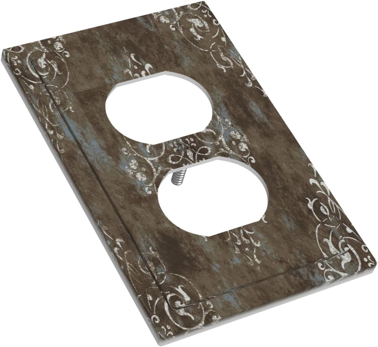 Gothic Vintage Abstract Brown Patterns Single Duplex Wall Plate Covers Light Switch Cover 1 Gang Outlet Plate Decorative Switchplate Covers Electrical Faceplate for Country Bathroom Decor