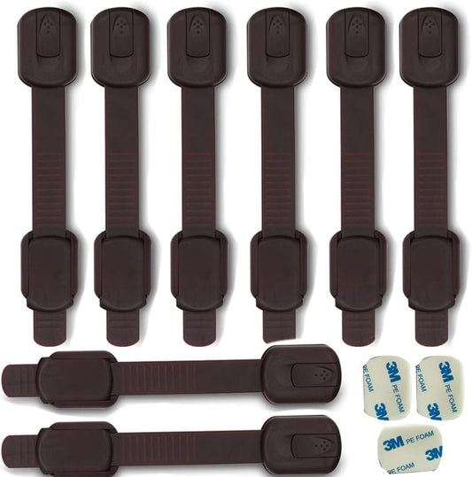 Child Safety Cabinet Locks for Baby Proof,Child Proof Safety Locks for Cabinets,Drawers,Cupboard,Oven,Fridge,8Packs Brown Locks,BAOWEIJD