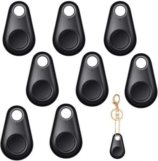 Flutesan 8 Packs Portable GPS Tracking Mobile Tracking Anti Loss Smart Device Key Finder Locator GPS Tracker Device for Pets Dog Cat Wallet Keychain Luggage, Alarm Reminder(Black)