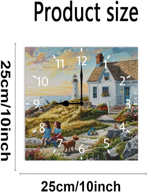 10 in Beach Path -266 Wood Wall Clock – Digital Time Display, Smart Home Compatible for Bedside or Workspace