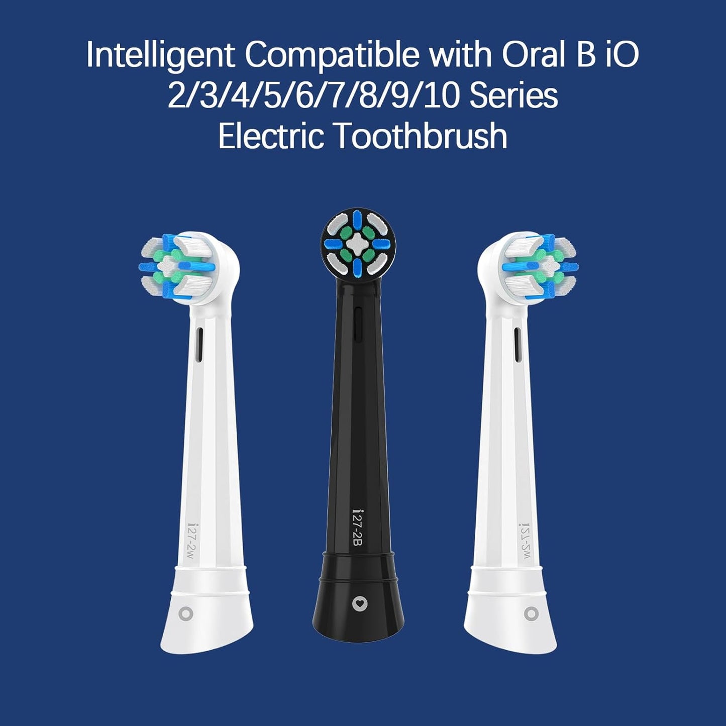 8 Pack Smart Cleaning Replacement Heads Compatible with Oral B iO 2 3 4 5 6 7 8 9 10 Series Electric Toothbrush, Brush Heads Compatible with Oral B iO Electric Handles (Black/White)