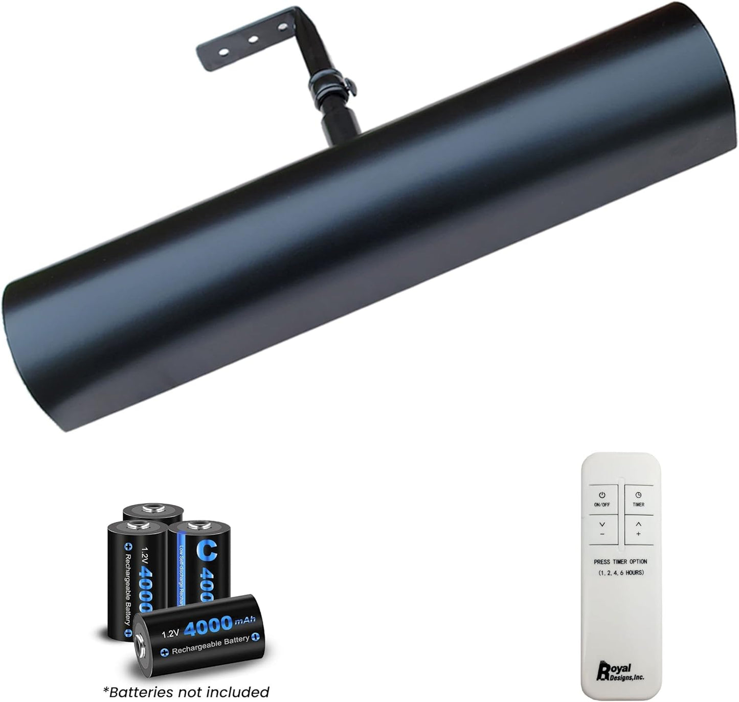 Royal Designs, Inc. Cordless Remote Control LED Picture Light, Dimmable with Timer Function, Black, 12.75 Inches