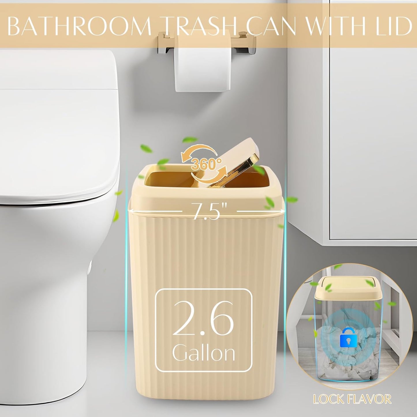 32PCS Bathroom Accessories Set Bathroom Set,Beige Shower Curtain Set,Bath Towel Set,Hand Towel,Toilet Brush,Trash Can & 3PCS Soap Dispenser