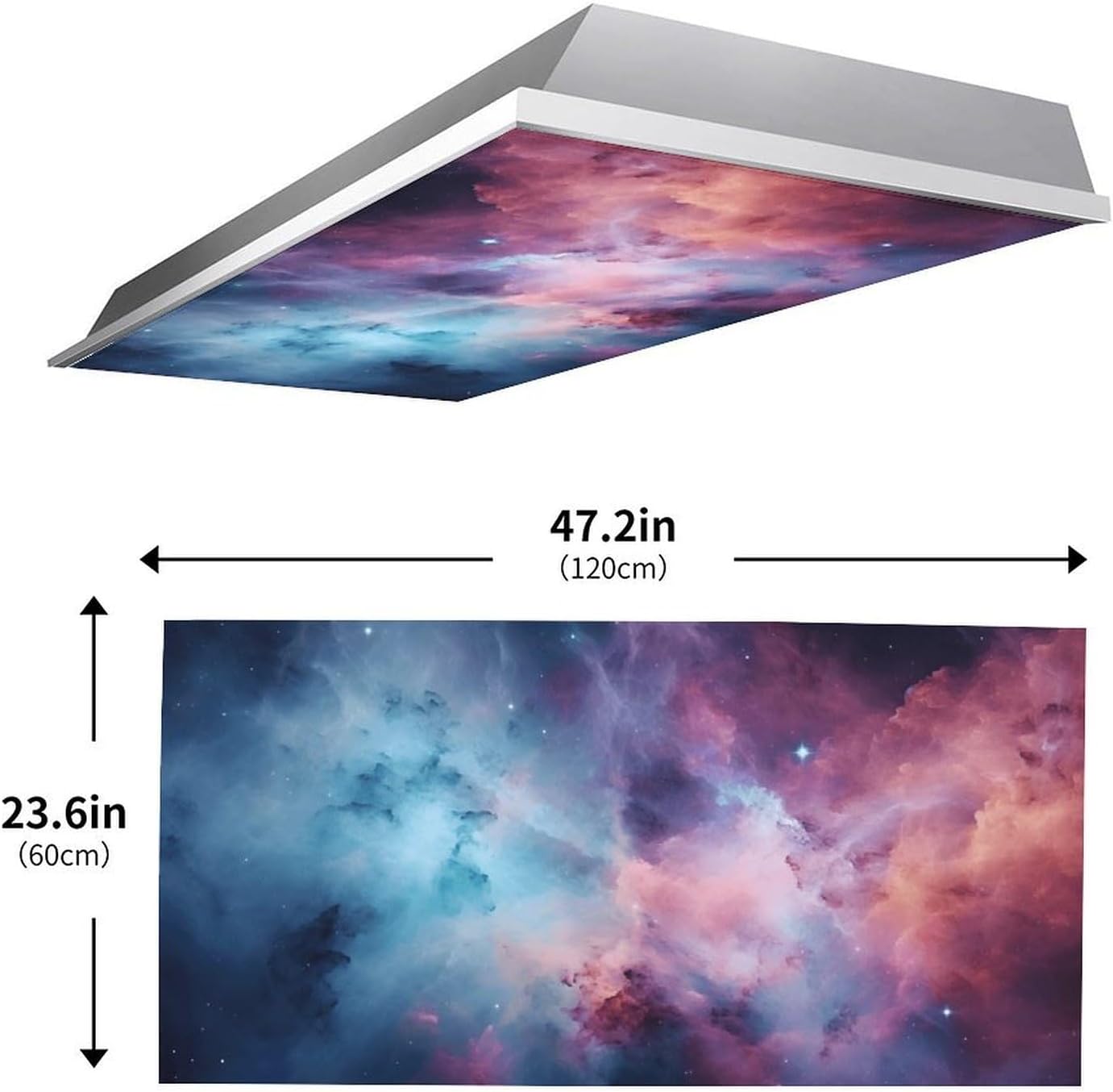 2PCS Fluorescent Light Cover for Ceiling Light Classroom-Starry Night Patten Magnetic Light Cover Shade Panel,Decorative Film Filter for Reducing Harsh Glare Flicker Home School Office Decorations