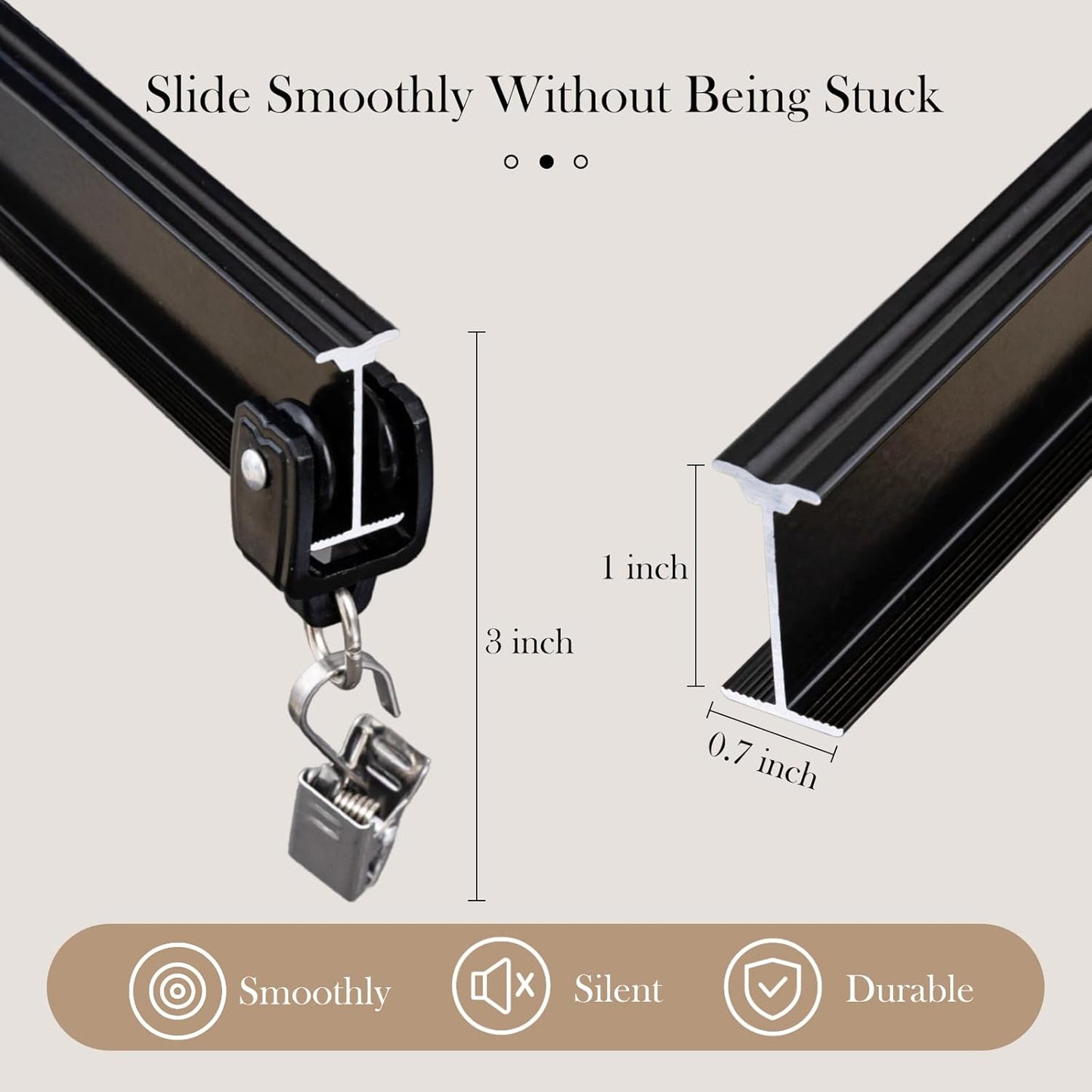 Flexible Ceiling Curtain Tracks, Ceilings Track for Curtains, Aluminum Curtains Track Ceilings Mount,Wall Mount Curtain Rail, Ceiling Curtain Rod, Sliding Curtain Tracks with Clips (Black 9FT)