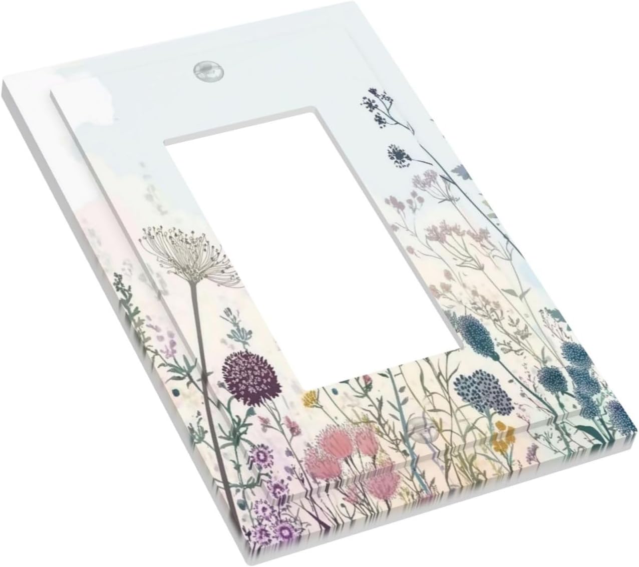 Colorful Wildflower Watercolor Dandelion Floral Decorative Outlet Covers 1 Gang Single Rocker Light Switch Cover Plate Wall Plates Gfci Faceplate For Cabin Home Decor