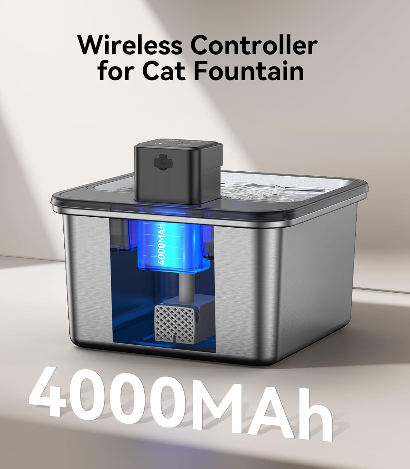 Replacement Controller Water Pump Compatible for Wireless & Battery Operated 3.2L/108oz Cat Water Fountain for [FN-W17S]