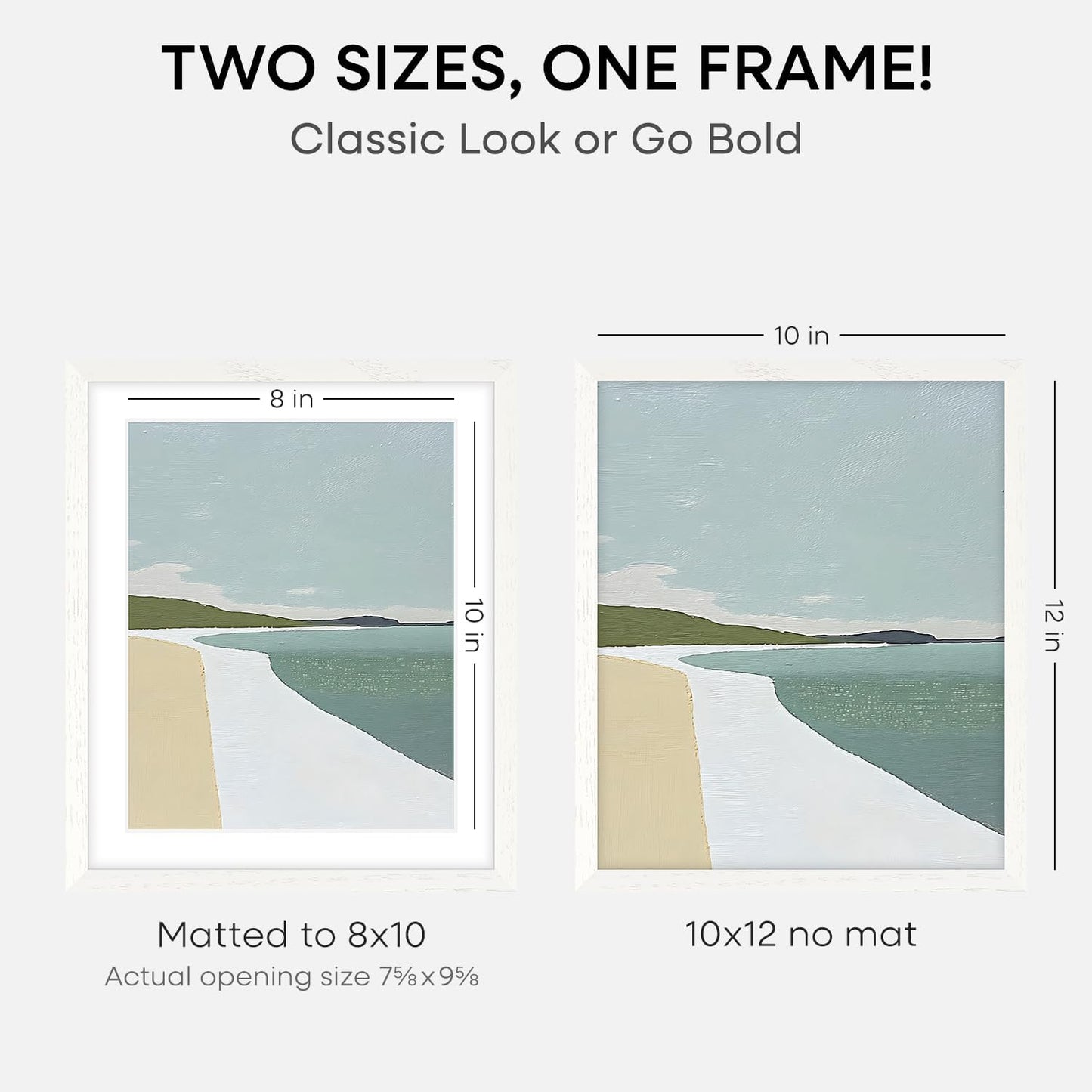 Homeforia White Frame 10x12 Wood, High End Oak 10x12 Picture Frames with Mat 8x10, 10 x 12 White Wooden Poster Frame Matted to 8 x 10 inch Photo, 12by10 Thin Frames, Tempered Glass, Wall Kit, Set of 1
