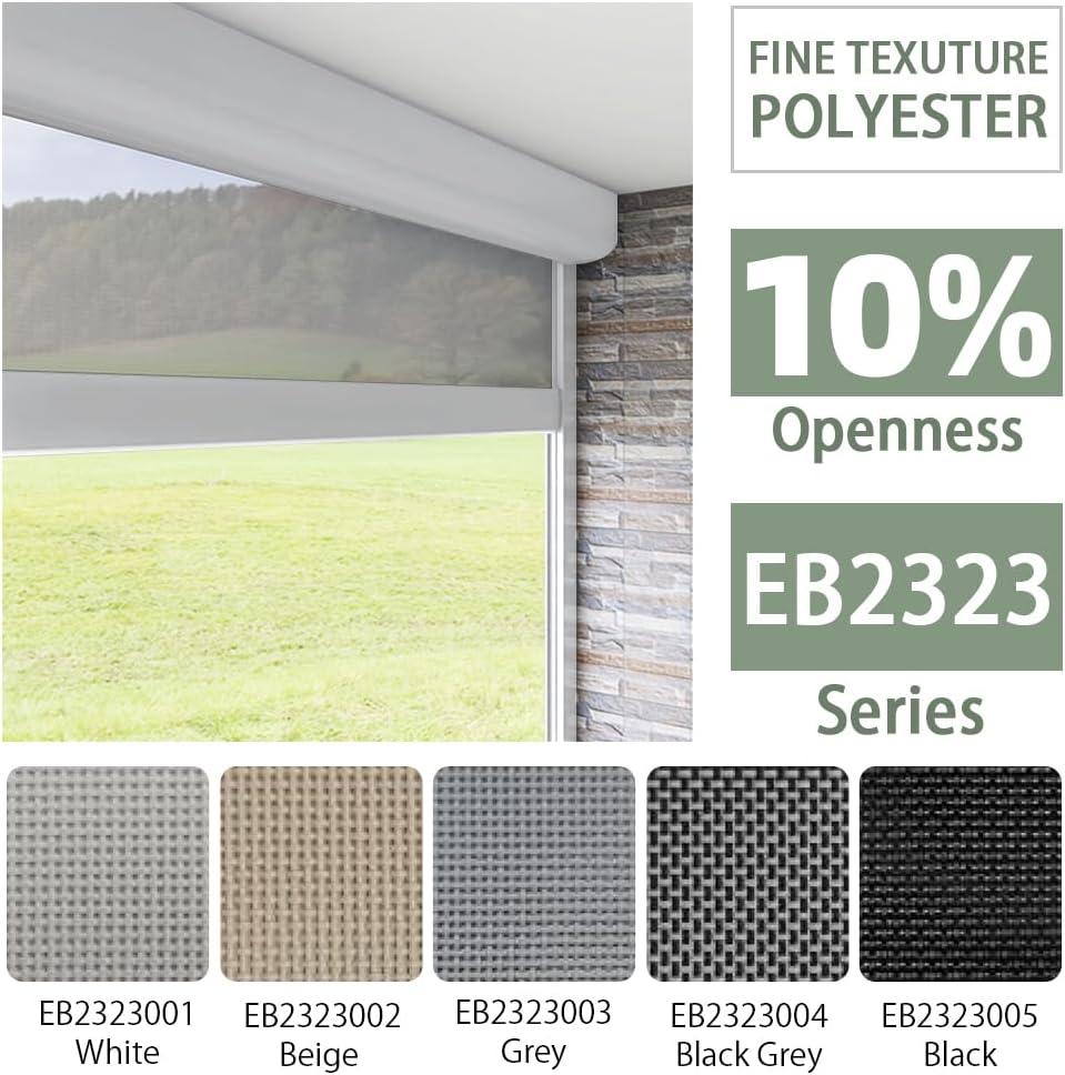 ZSHINE Hard-Wired Outdoor Snow Blocking Weatherproof Motorized Patio Roller Shades Remote Control for Porch Balcony Customized Size (White 10% Openness)